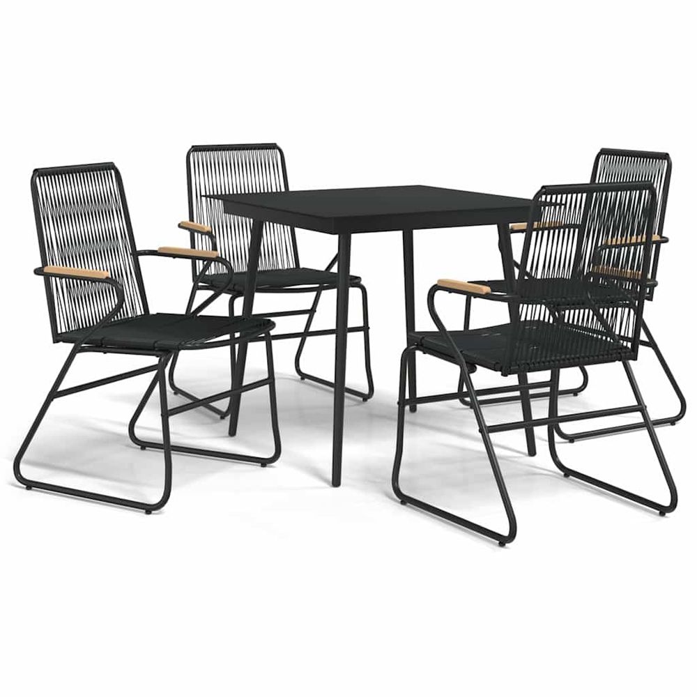 Ensemble à manger de jardin 5 pcs noir rotin pvc