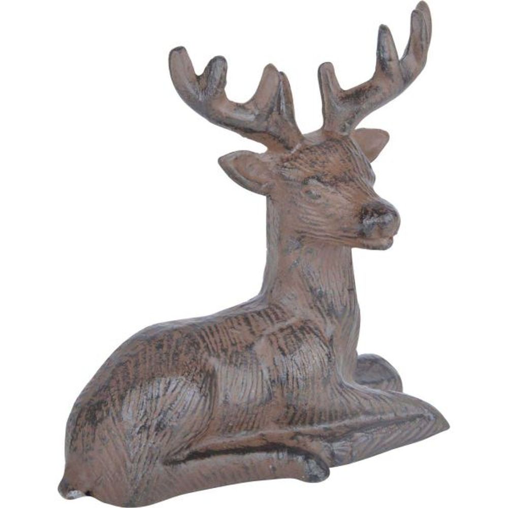 Cerf couché décoratif en fonte
