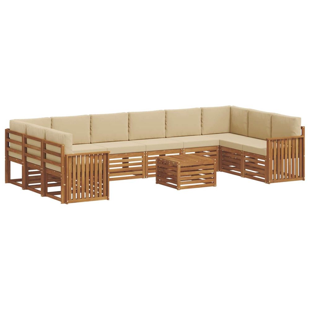 Ensemble de canapés d'extérieur 11 pc naturel et beige
