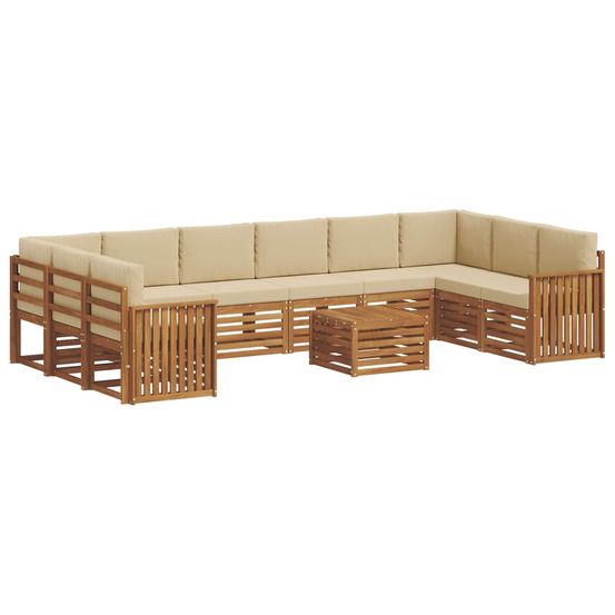 Ensemble de canapés d'extérieur 11 pc naturel et beige
