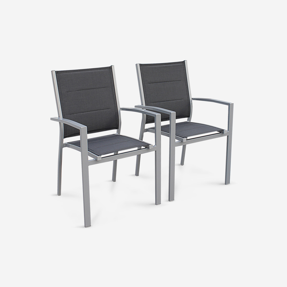 Lot de 2 fauteuils - chicago - en aluminium et textilène, empilables
