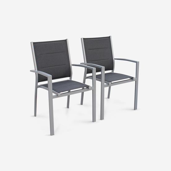 Lot de 2 fauteuils - chicago - en aluminium et textilène, empilables