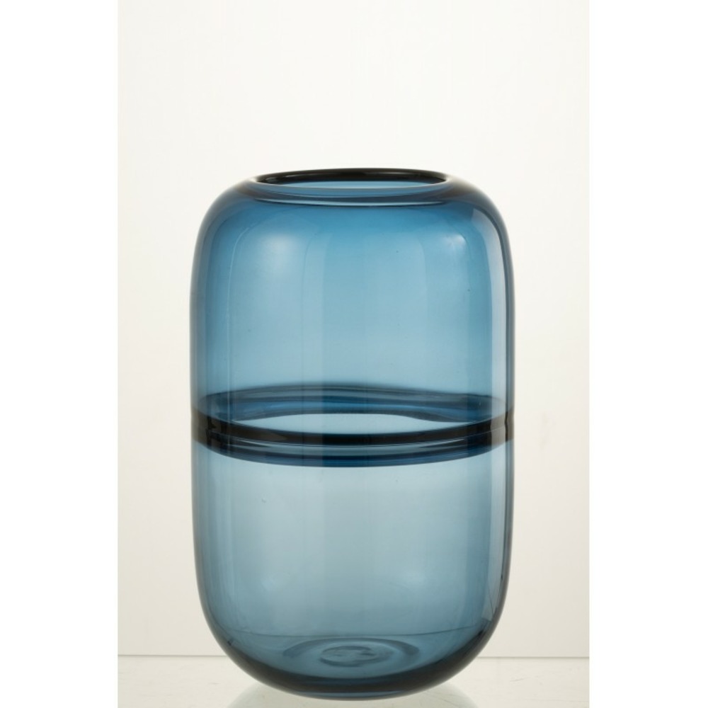Vase en verre bleu 16x16x25.5 cm Truffaut