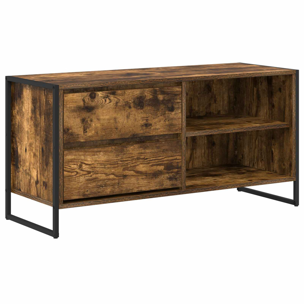 Meuble tv chêne fumé 100 x 36 x 49,5 cm bois d'ingénierie
