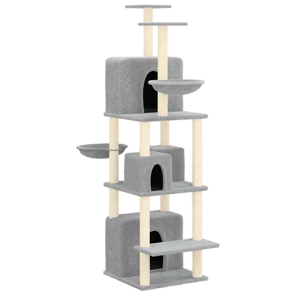 Arbre à chat avec griffoirs en sisal gris clair 180 cm