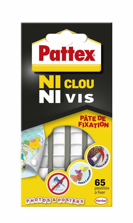 Lot de 65 pastilles adhésives pattex, ni clou ni vis