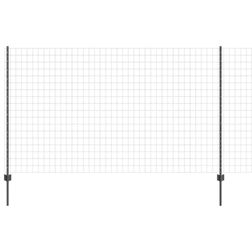 Clôture avec poteau gris 1,4 x 10 m acier et pvc