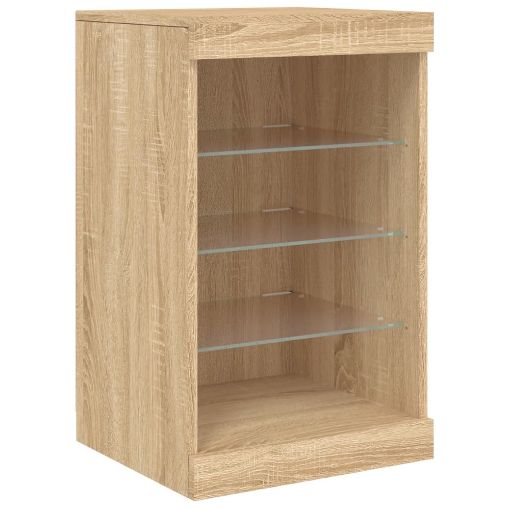 Buffet bahut commode armoire meuble de rangement organisateur cuisine salle de séjour salon avec lumières led sonoma 41 x 37