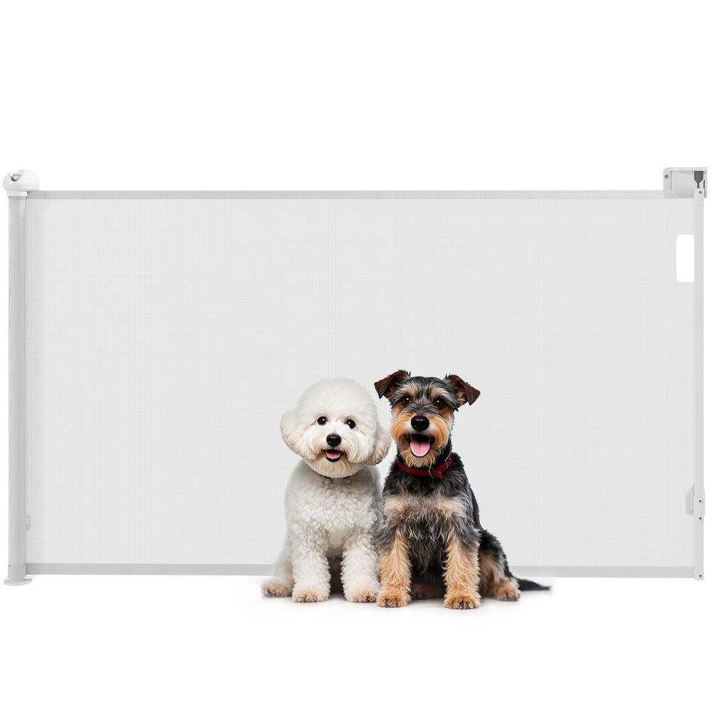 Barrière pour chien rétractable en aluminium pour maison extensible 0-125x87.5cm blanc - comfortxl pet living