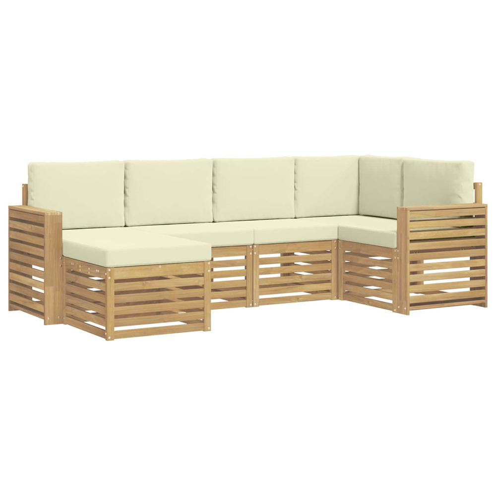 Ensemble de canapés d'extérieur 6 pcs blanc et crème polyester