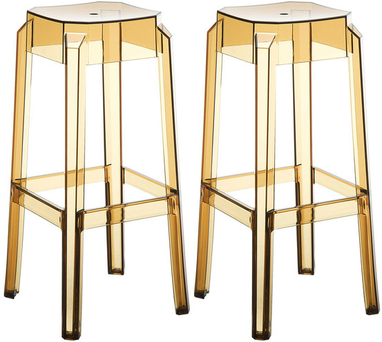 Lot de 2 tabourets de bar fox, transparents