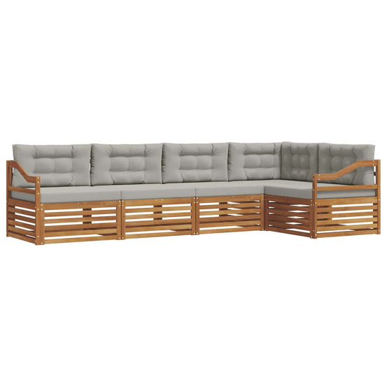 Ensemble de canapés d'extérieur 5 pcs gris naturel et clair