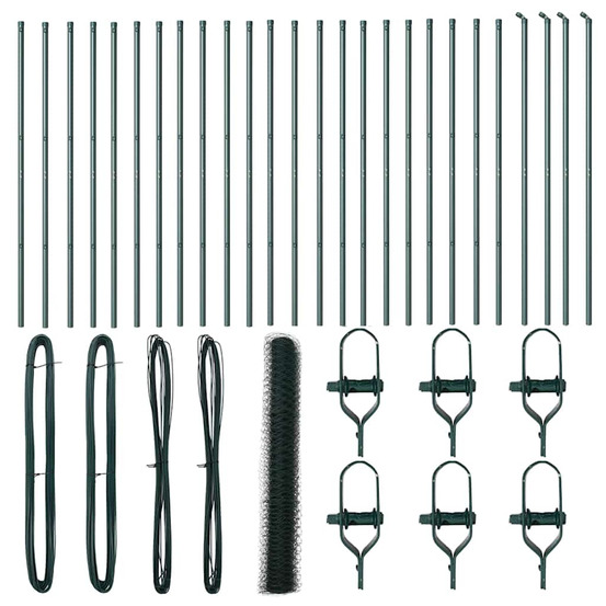 Clôture avec poteaux vert 1.2 x 50 m acier recouvert de pvc