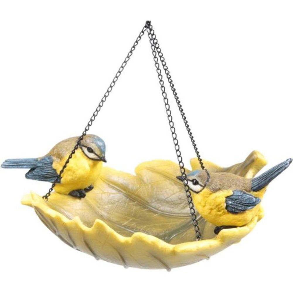 Oiseau dans bain en résine à suspendre mésange charbonnière