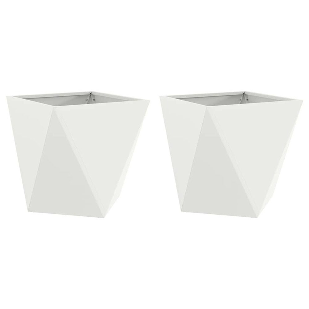 Jardinière d'extérieur 2 pcs blanc 50 x 50 x 50 cm acier