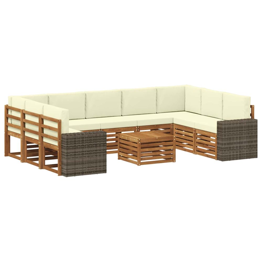 Ensemble de canapés d'extérieur 10 pc naturel et crème
