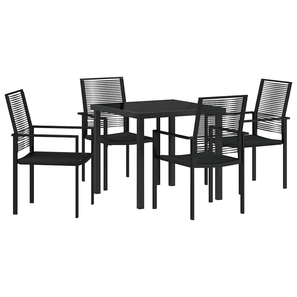 Ensemble de salle à manger pour jardin 5 pcs noir