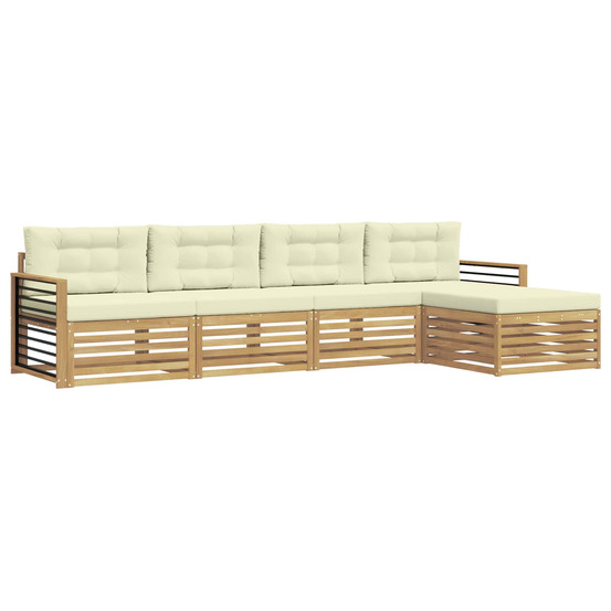 Ensemble de canapés d'extérieur 5 pcs blanc et crème polyester