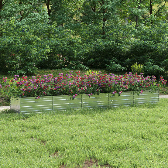 Lit surélevé de jardin 400x80x45 cm acier galvanisé argenté