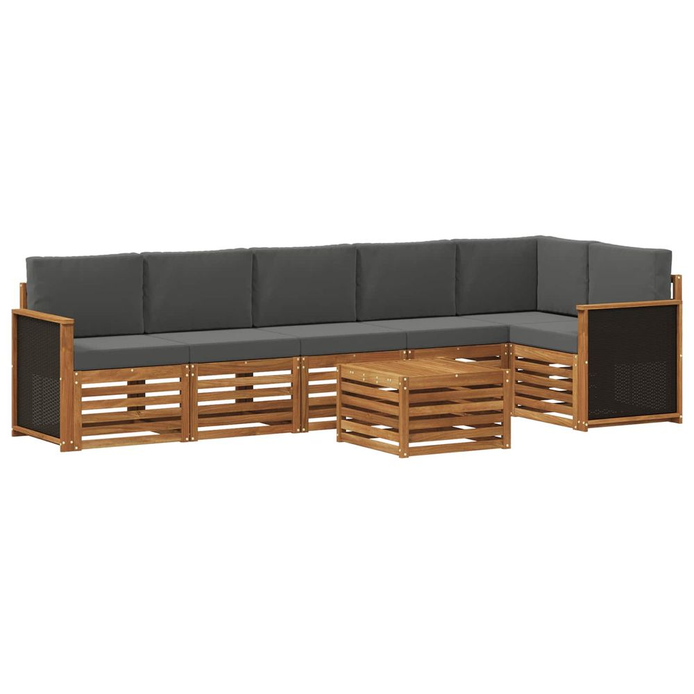 Ensemble de canapés d'extérieur 6 pc naturel et anthracite