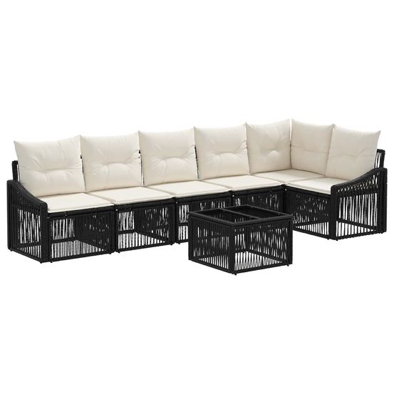 Ensemble de canapé de jardin 7 pc noir polyrotin