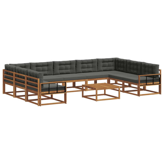 Ensemble de canapés d'extérieur 10 pcs naturel et anthracite