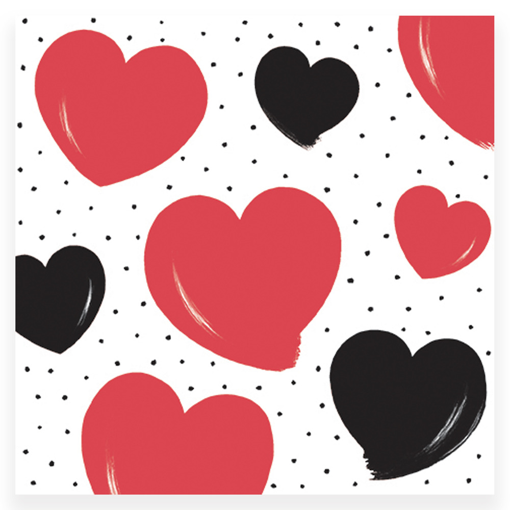 Lot de 20 serviettes en papier gros coeurs