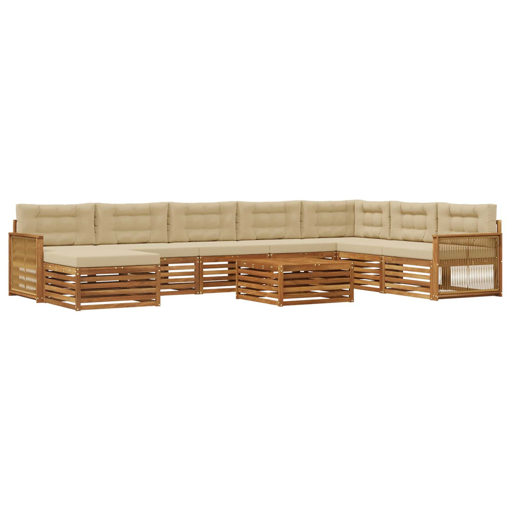 Ensemble de canapés d'extérieur 9 pcs naturel et beige