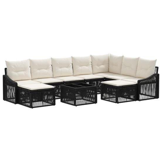 Ensemble de canapé de jardin 10 pc noir polyrotin