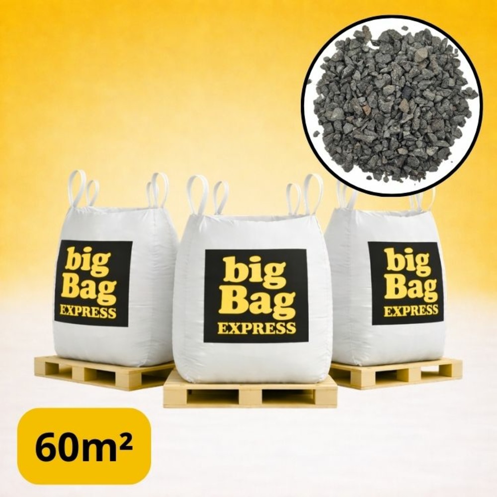 Pack 3 x big bag de +/- 1,5t ≃ 60m² gravillon “grain de riz” gris ø 2/6 mm - livraison premium