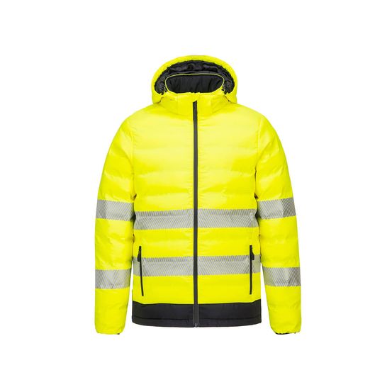 Doudoune chauffante haute visibilité par ultrasons couleur : jaune/noir taille l - portwest
