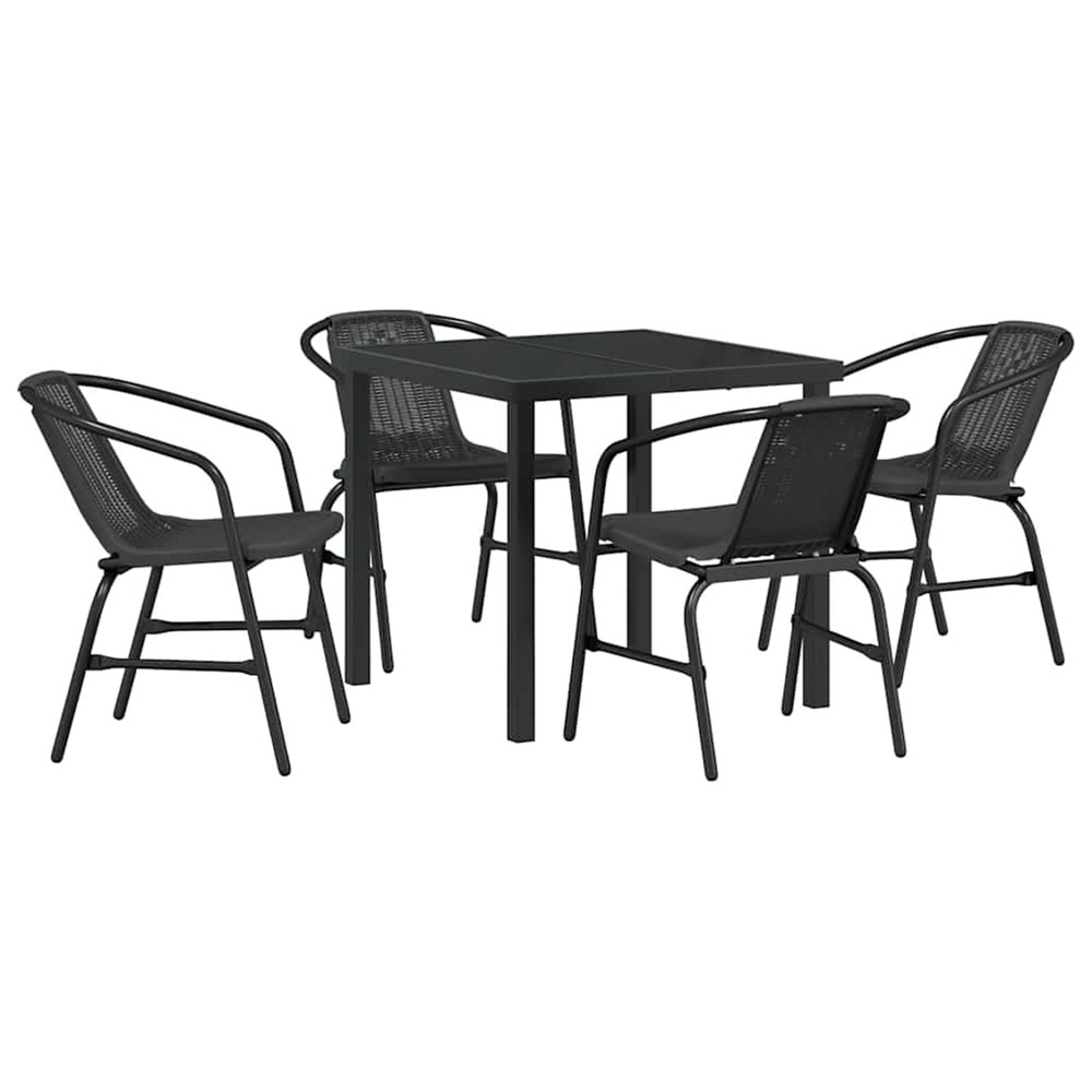 Ensemble de salle à manger pour jardin 5 pcs noir