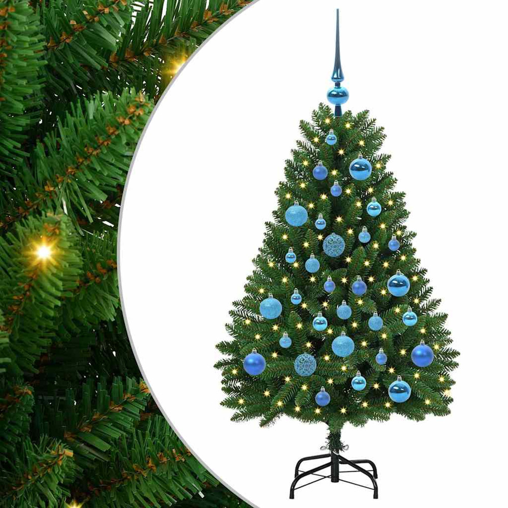 Sapin de noël artificiel avec 150 led vert 120 cm pvc et métal