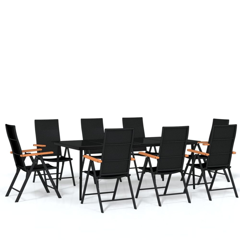 Ensemble à manger de jardin 9 pcs noir