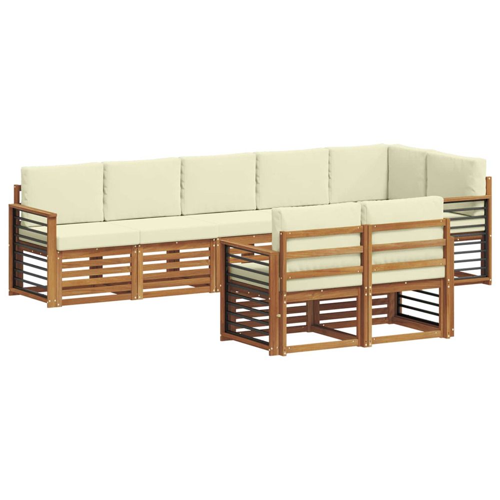 Ensemble de canapés d'extérieur 8 pc naturel et crème polyester