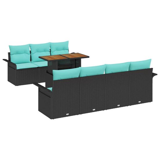 Ensemble de canapé de jardin 8 pc noir poly rotin