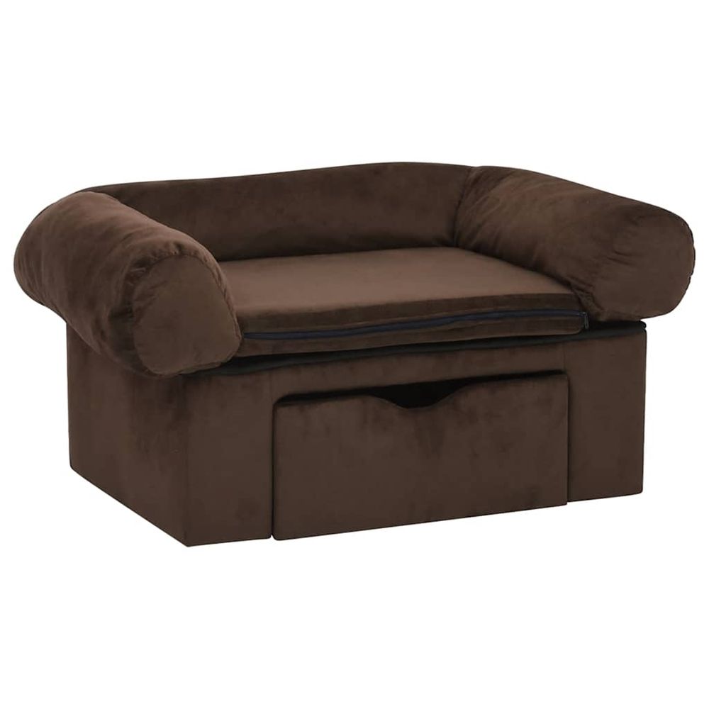 Canapé pour chien avec tiroir marron 75x50x38 cm peluche
