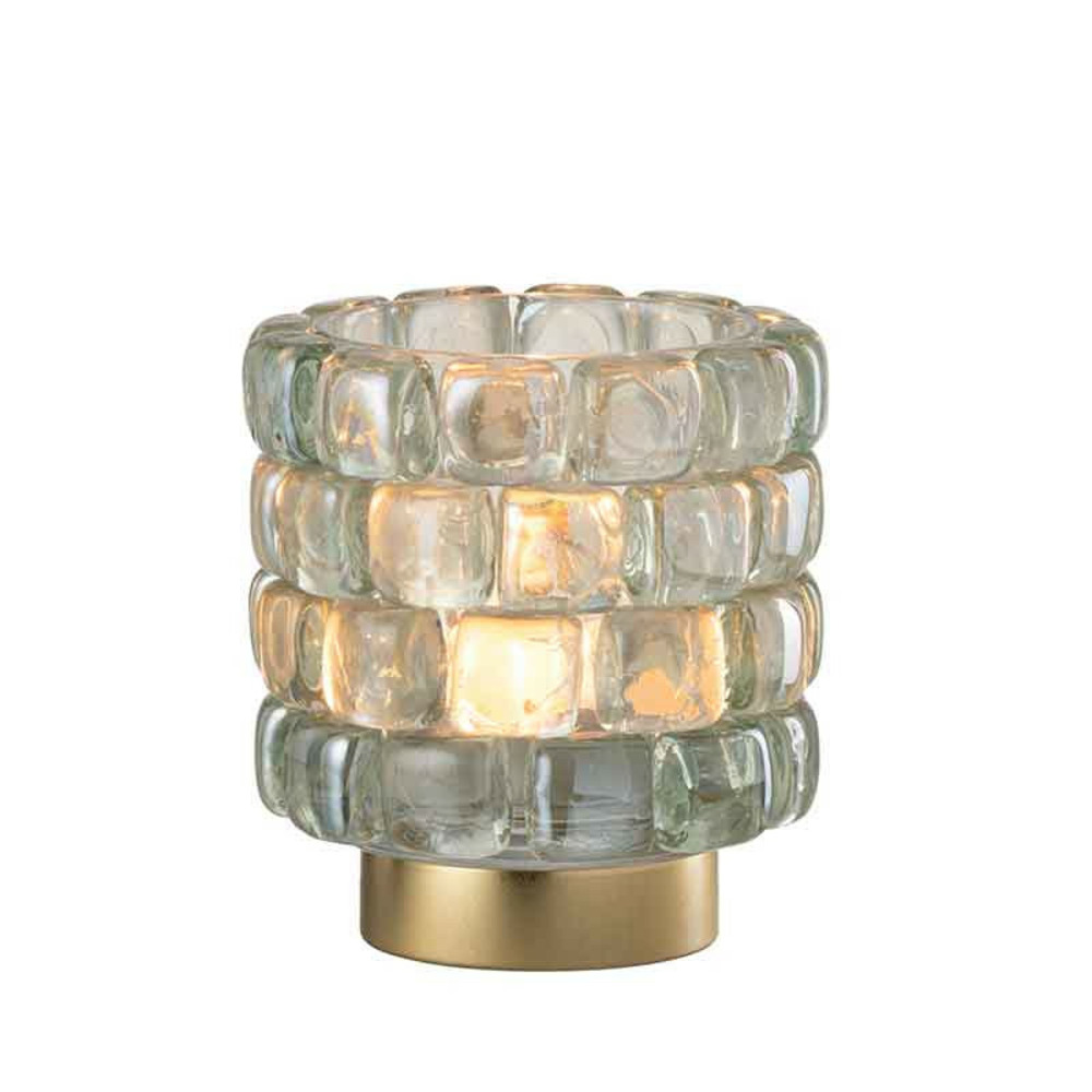 Photophore carré mosaïque verre transparent 12x12x13cm