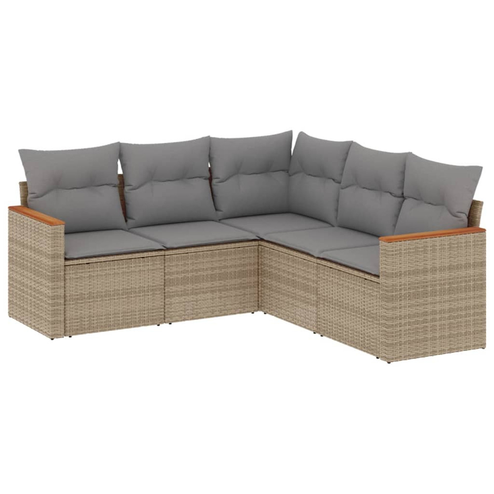 Salon de jardin avec coussins 5pcs mélange beige résine tressée
