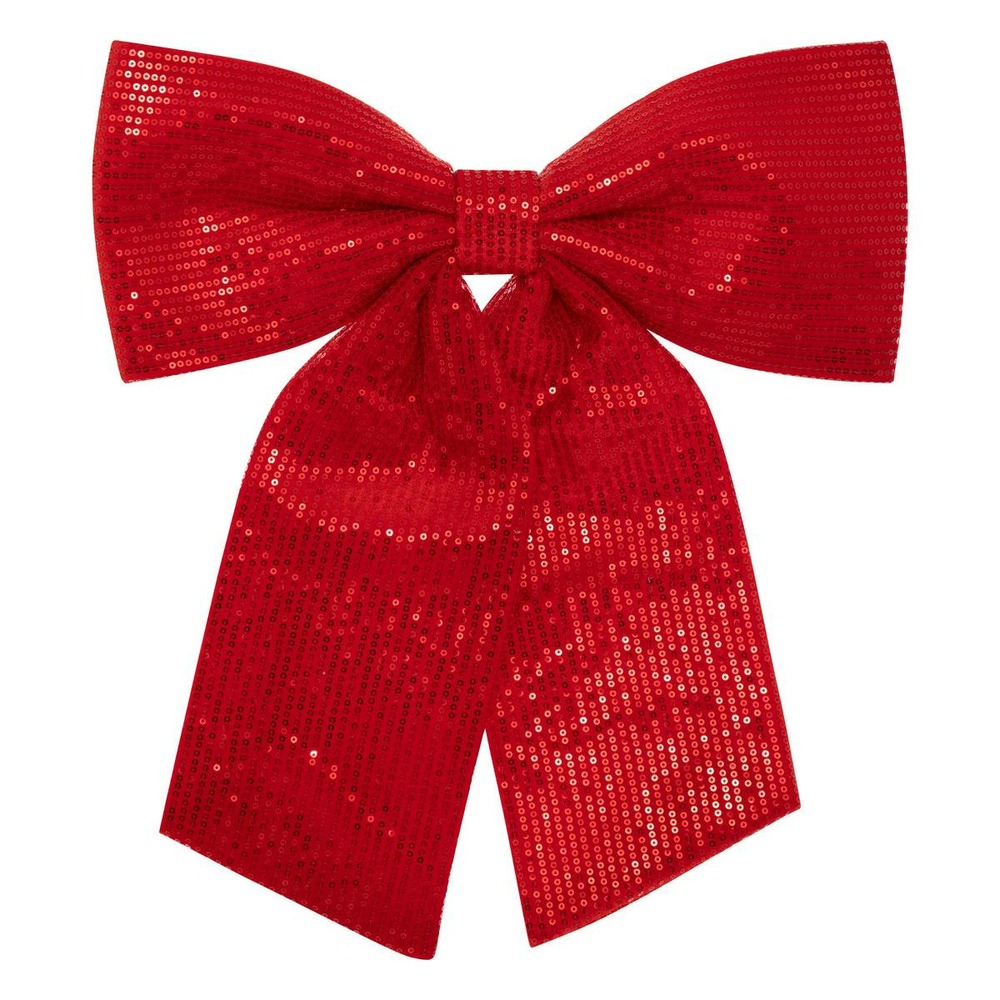 Nœud déco sequins 39x47cm rouge