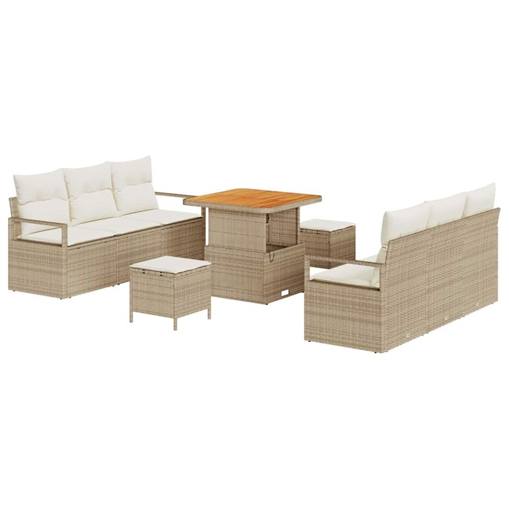 Ensemble de canapé de jardin 9 pc beige poly rotin