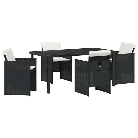 Ensemble de salle à manger pour jardin 5 pcs noir poly rotin