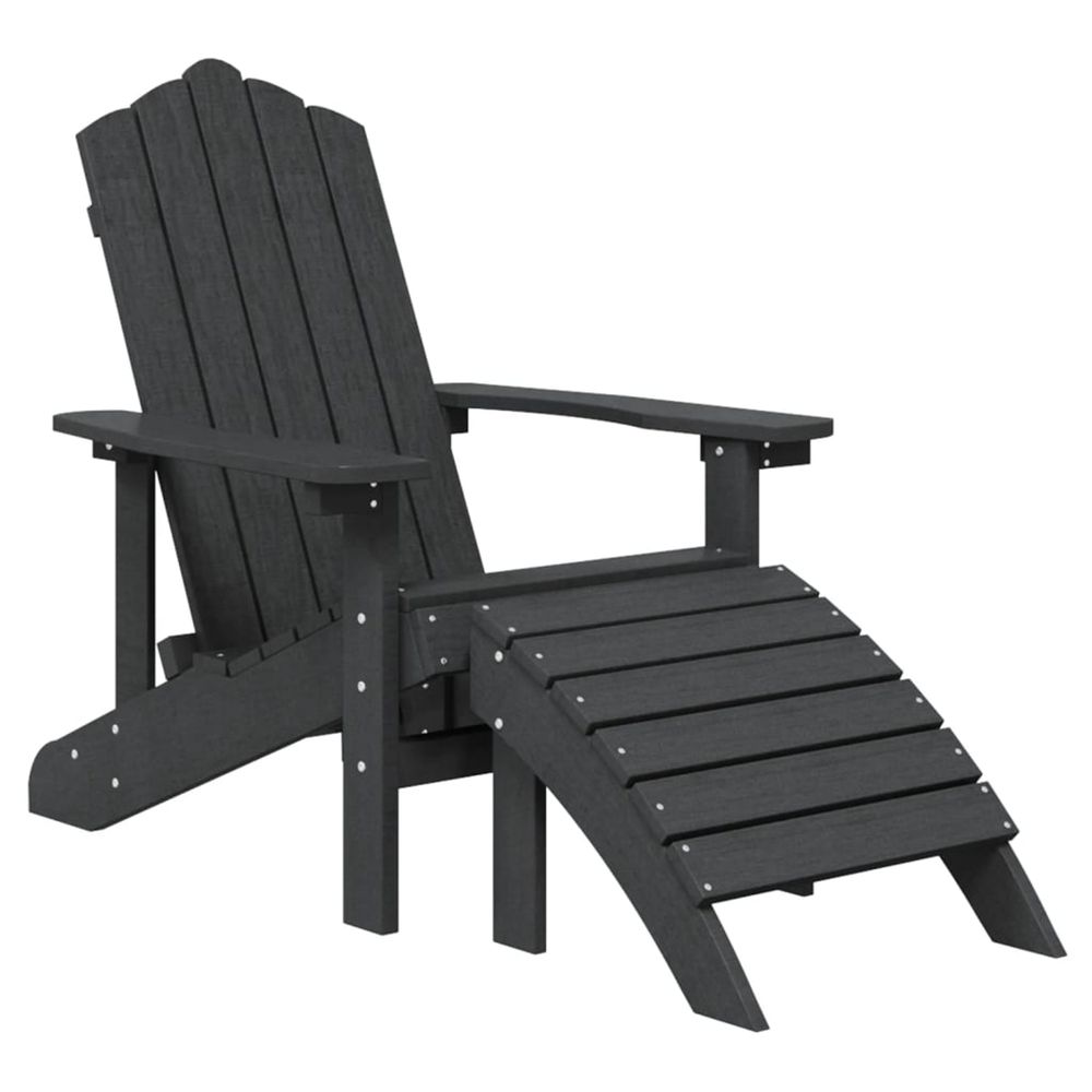 Chaise de jardin adirondack avec repose-pied pehd anthracite