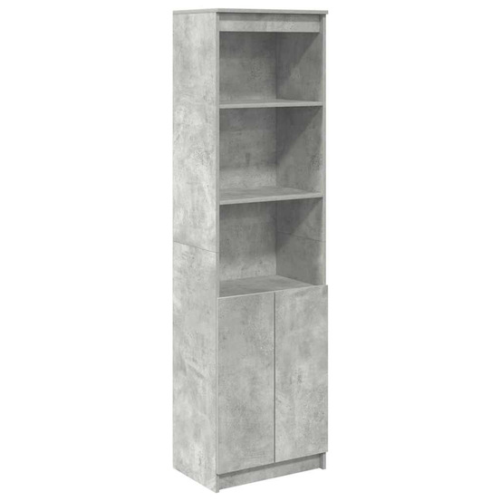 Buffet haut gris béton 50x35x180 cm bois d'ingénierie
