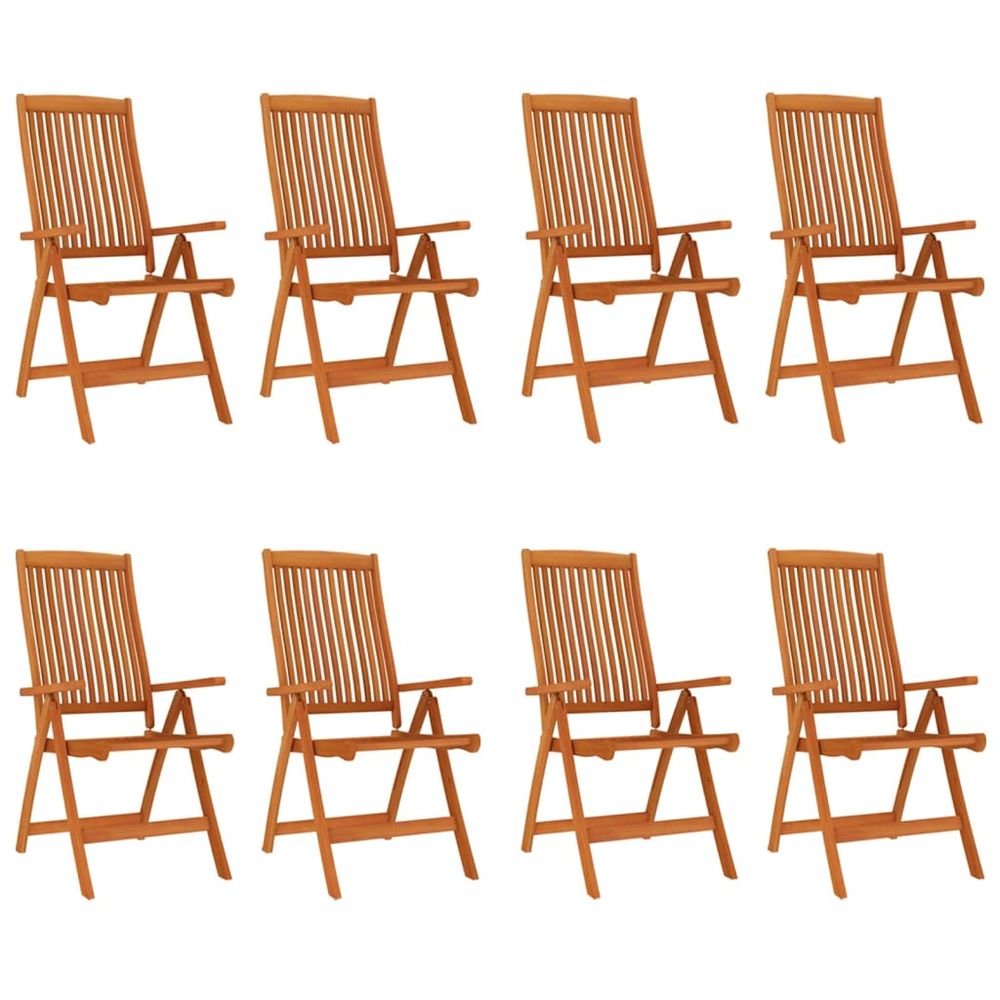 Chaises pliantes 8 pièces en bois massif d'eucalyptus