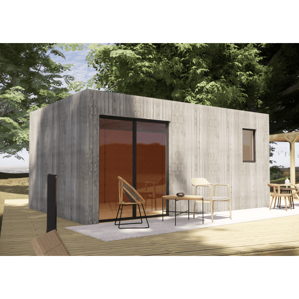 Studio de jardin bien isolé en bois 5,5 x 3,5 x 2,7 m / isolation re2020 avec plancher isolé