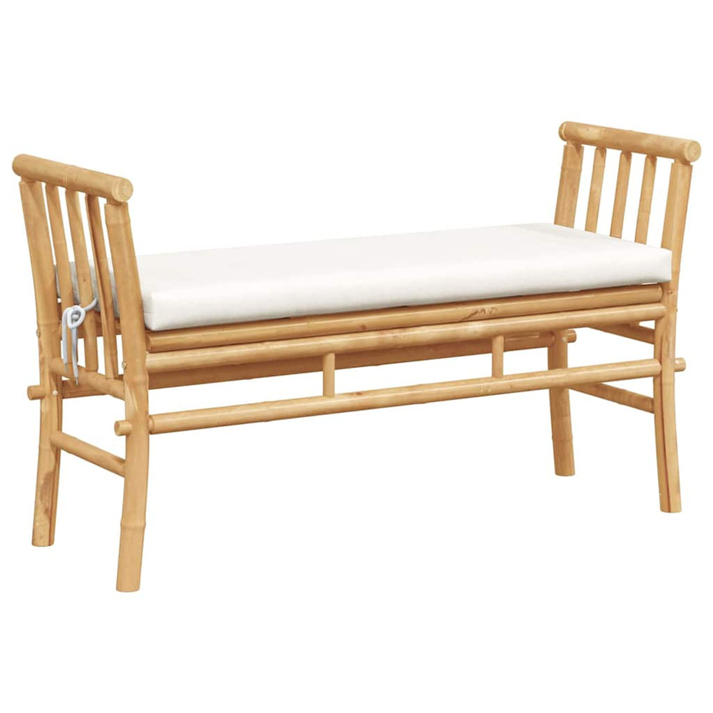 Banc de jardin avec coussin marron 110 x 38 x 65cm bambou