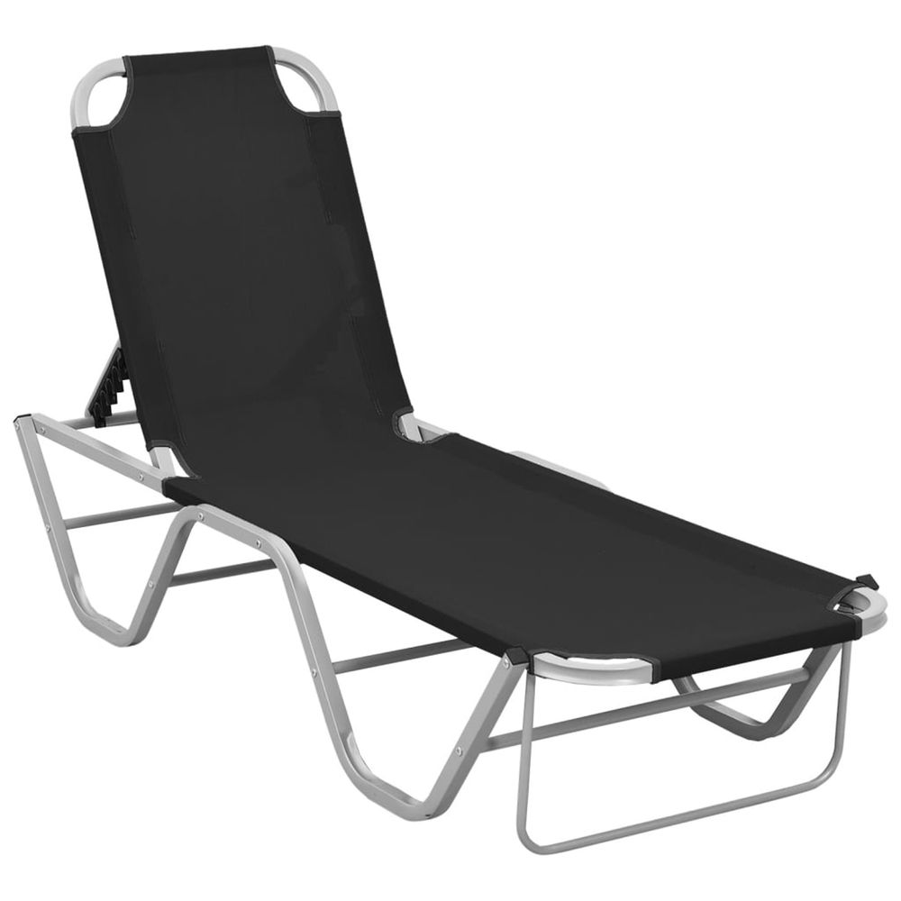 Chaise longue aluminium et textilène noir bain de soleil