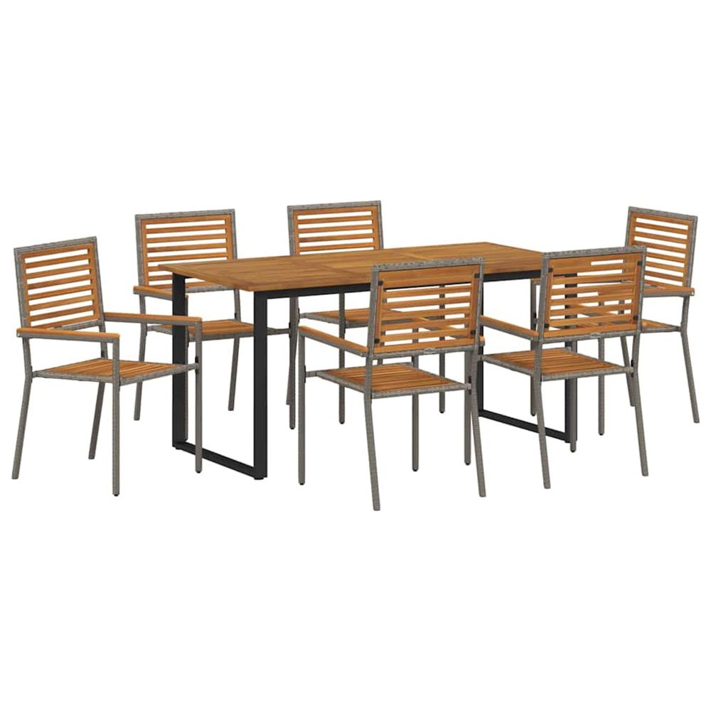Ensemble de salle à manger pour jardin 7 pc gris