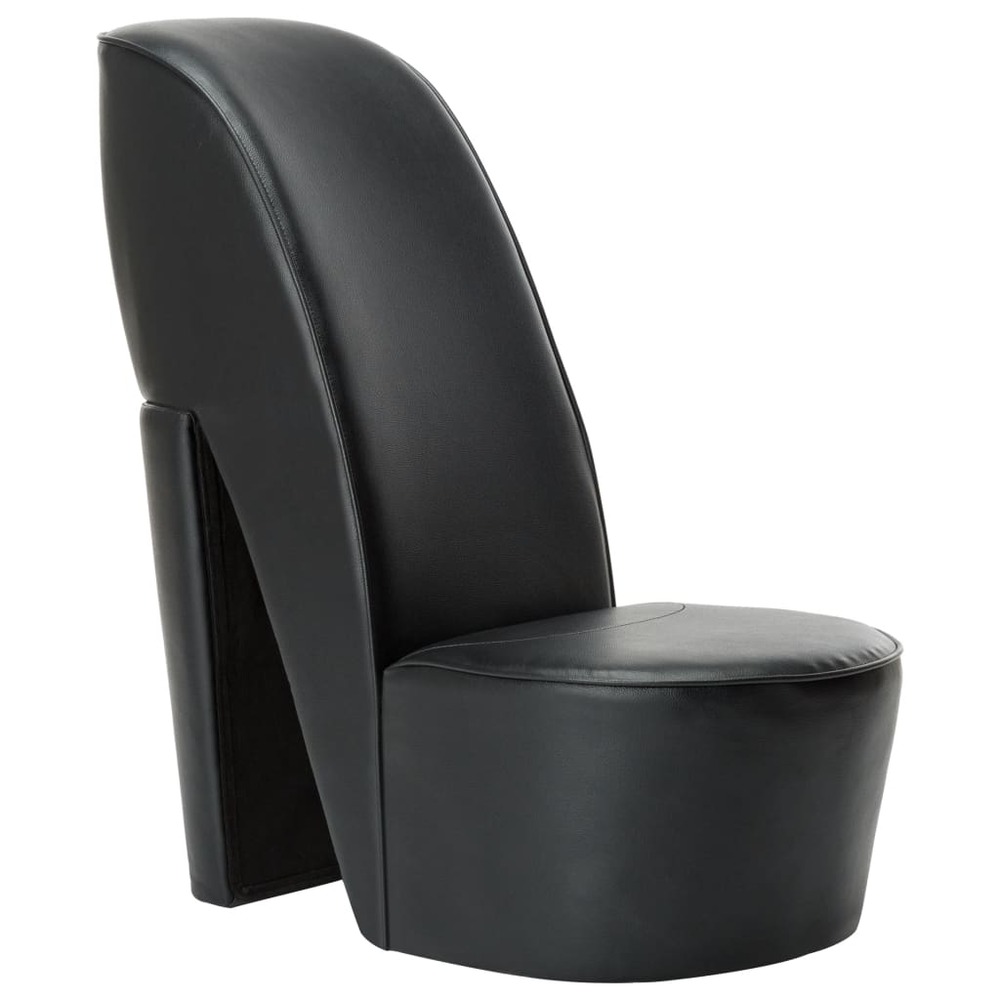 Chaise en forme de chaussure à talon haut noir similicuir